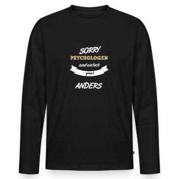 sorry Psychologen sind anders - Männer Premium Bio Langarmshirt - Schwarz - Vorne - Nico (187cm)