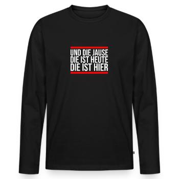 Fette jause - Männer Premium Bio Langarmshirt - Schwarz - Vorne - Nico (187cm)