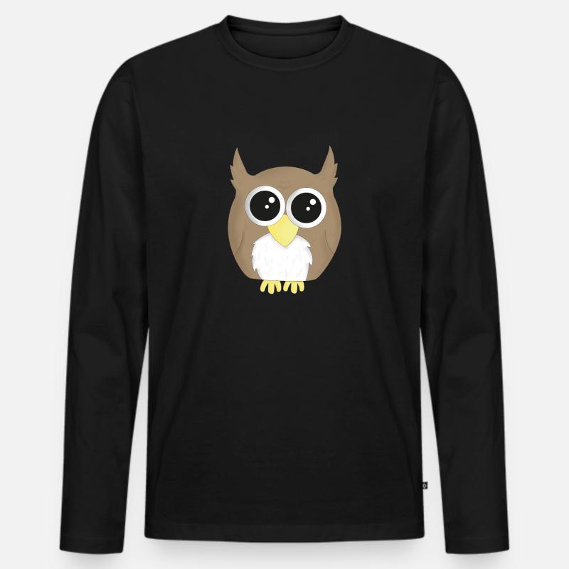 Eule - Männer Premium Bio Langarmshirt - Schwarz