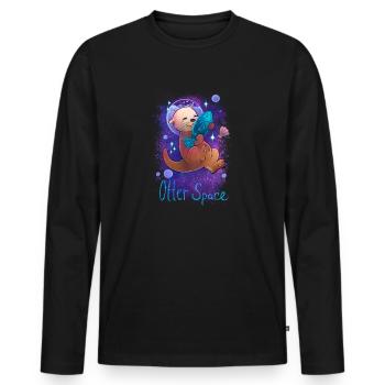 Otter Space - Men's Premium Organic Long Sleeve Shirt - black - Front - Nico (187cm)