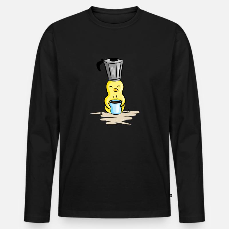 Kaffeeliebe - Männer Premium Bio Langarmshirt - Schwarz