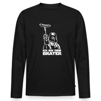 ich bin dein Brater - Männer Premium Bio Langarmshirt - Schwarz - Vorne - Nico (187cm)