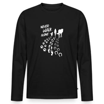 Never Walk Alone Pferd & Hund - Männer Premium Bio Langarmshirt - Schwarz - Vorne - Nico (187cm)