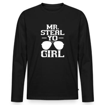 mr steal yo girl Design pour un fan de mr steal - T-shirt manches longues Premium bio Homme - noir - Devant - Nico (187cm)