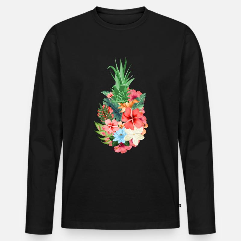 Ananas - Männer Premium Bio Langarmshirt - Schwarz