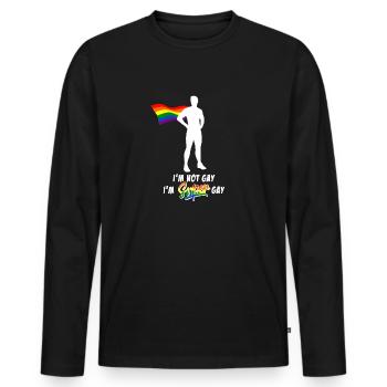 I'm super gay - Funny gay saying LGBT - Men's Premium Organic Long Sleeve Shirt - black - Front - Nico (187cm)