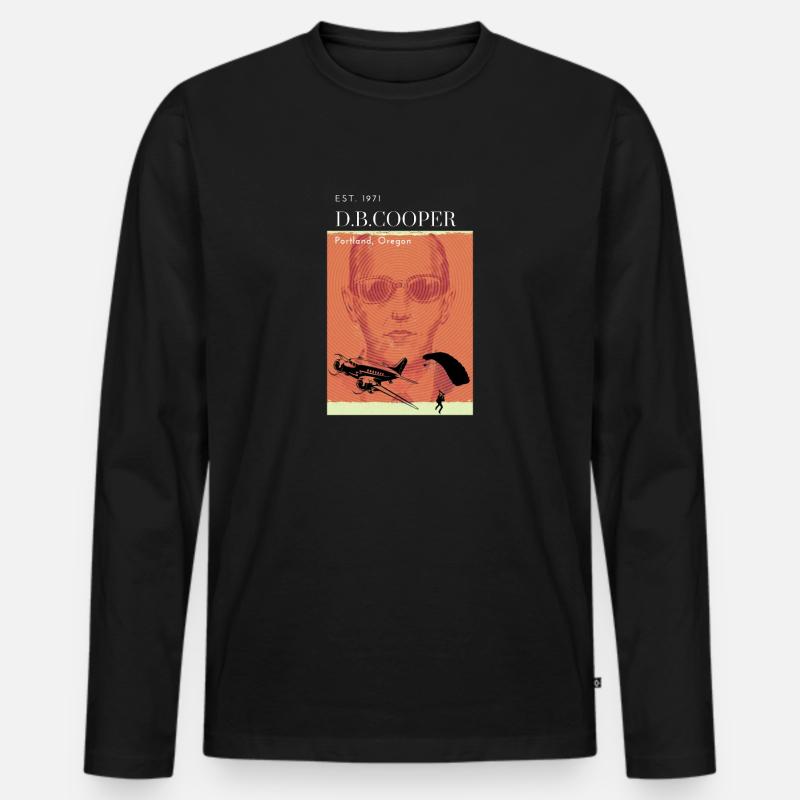 DB Cooper - Männer Premium Bio Langarmshirt - Schwarz