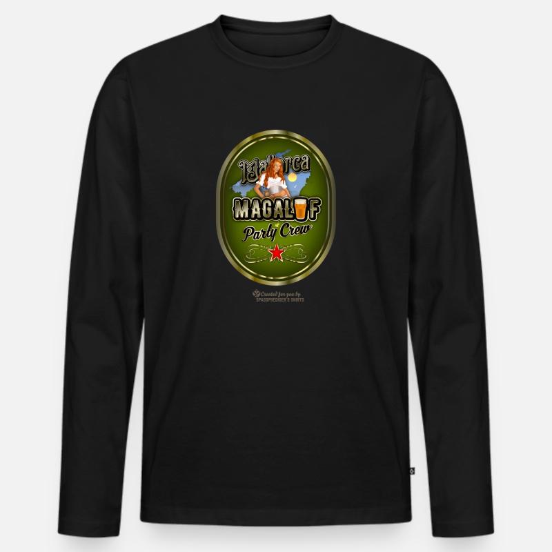 Mallorca Magaluf Party Crew - Männer Premium Bio Langarmshirt - Schwarz