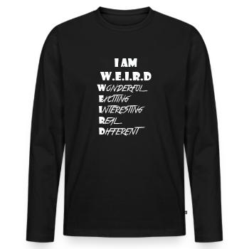 Weird - Männer Premium Bio Langarmshirt - Schwarz - Vorne - Nico (187cm)