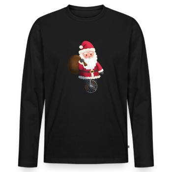 St. Nicholas on a unicycle - Men's Premium Organic Long Sleeve Shirt - black - Front - Nico (187cm)