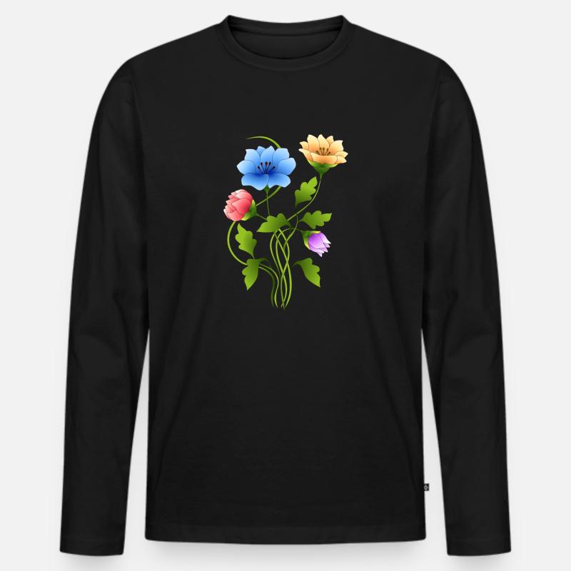 Blumen - Männer Premium Bio Langarmshirt - Schwarz
