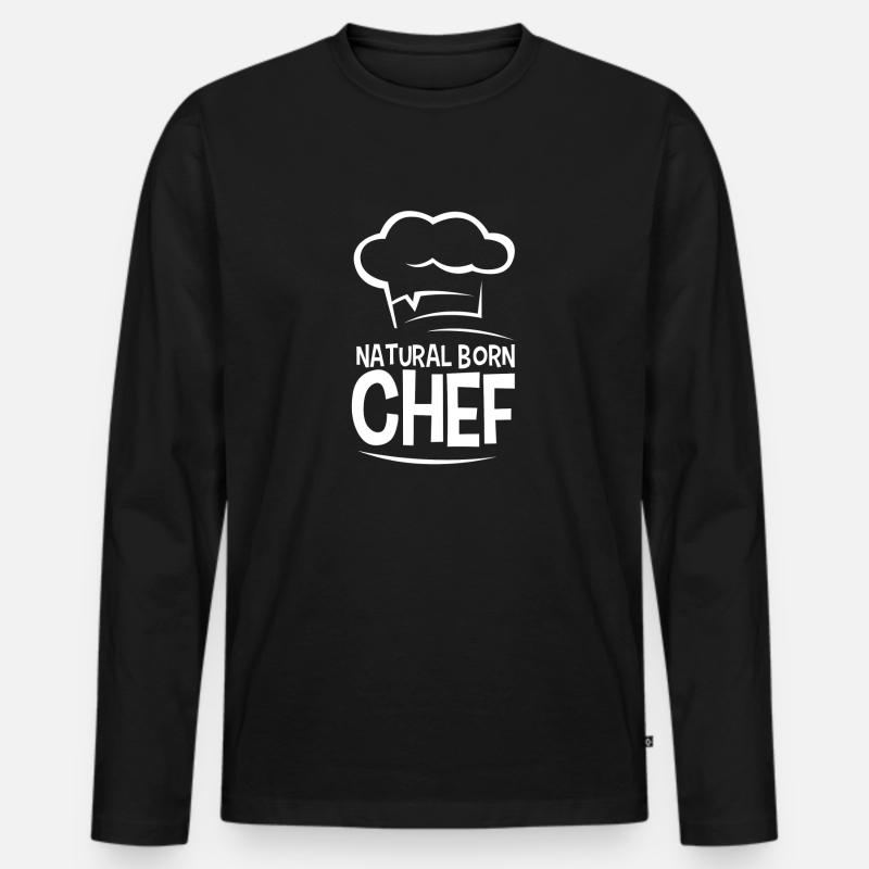 Geborener Koch - Männer Premium Bio Langarmshirt - Schwarz