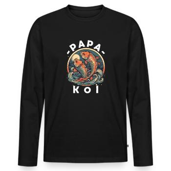 Papa Koi Japanischer Vatertag - Männer Premium Bio Langarmshirt - Schwarz - Vorne - Nico (187cm)