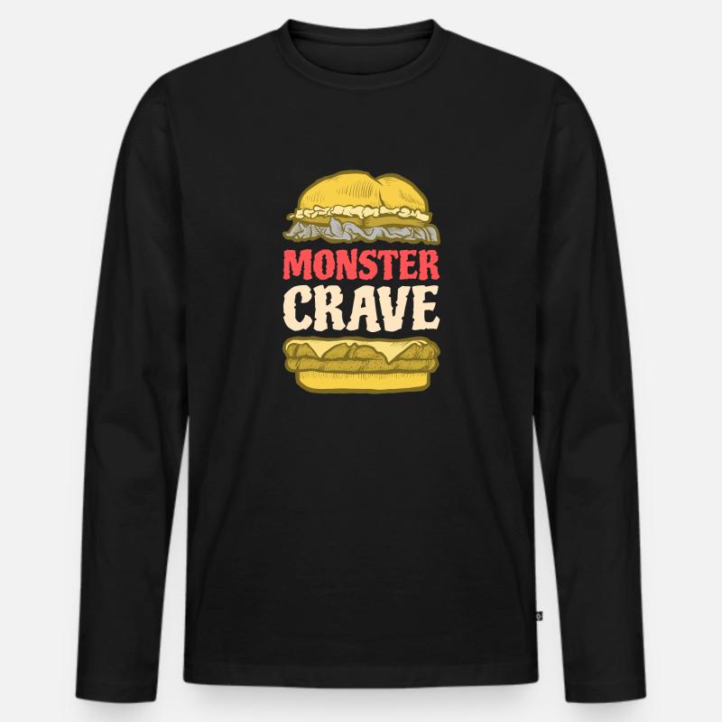 Monster Crave - Männer Premium Bio Langarmshirt - Schwarz