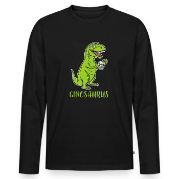 Ginosaurus - funny Trex Dino with gin - Men's Premium Organic Long Sleeve Shirt - black - Front - Nico (187cm)