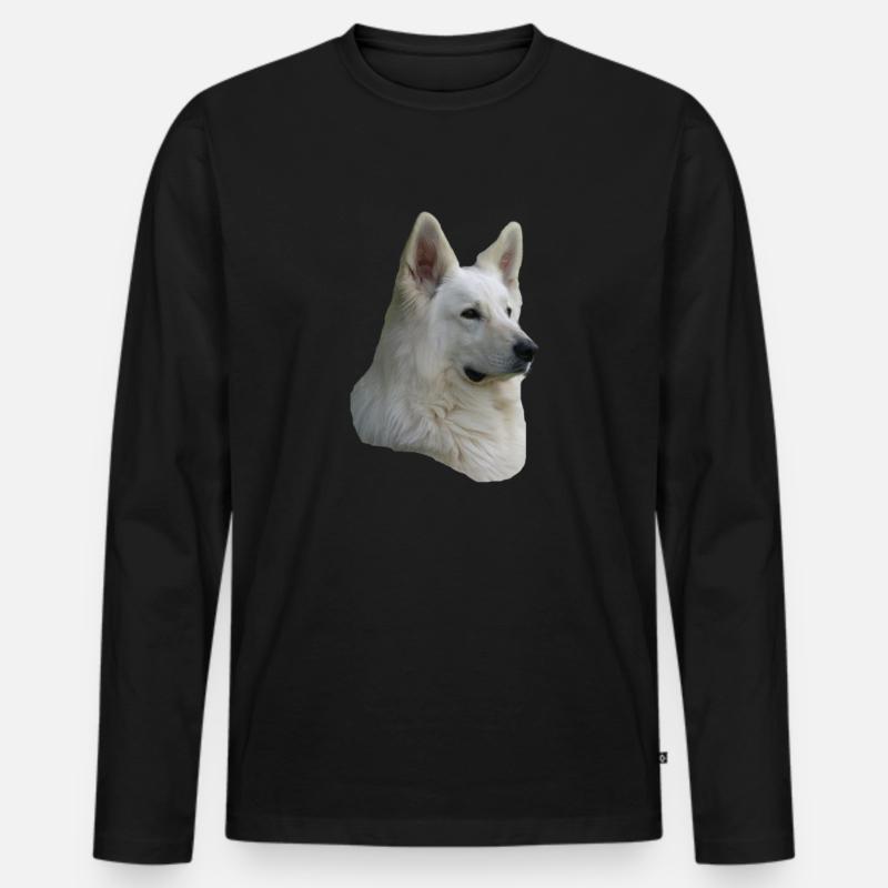 weisser Schäferhund Kopf - Männer Premium Bio Langarmshirt - Schwarz