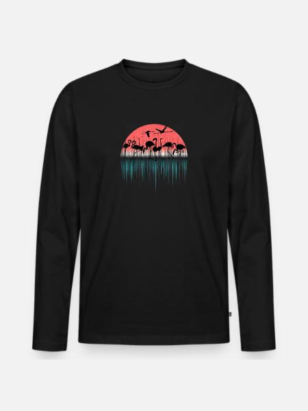 Tropical Flamingos Summer Island Flamingos - Men's Premium Organic Long Sleeve Shirt - black