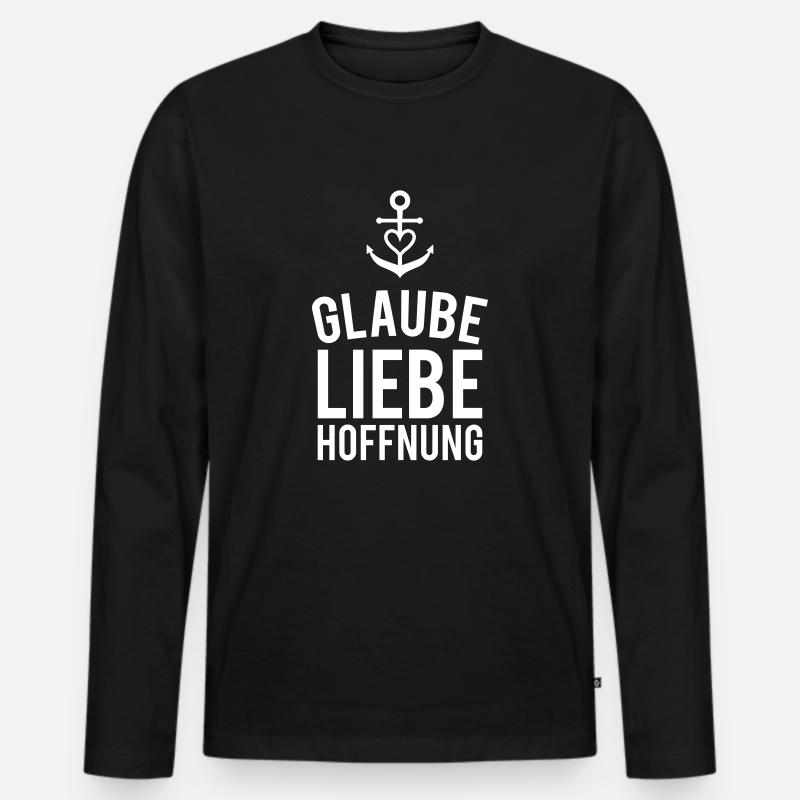 Glaube Liebe Hoffnung - Männer Premium Bio Langarmshirt - Schwarz