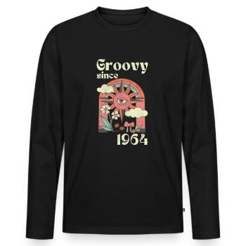 Groovy since 1966 with retro graphics - Men's Premium Organic Long Sleeve Shirt - black - Front - Nico (187cm)