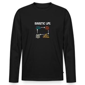 Diabetikerleben Diabetes Insulin - Männer Premium Bio Langarmshirt - Schwarz - Vorne - Nico (187cm)