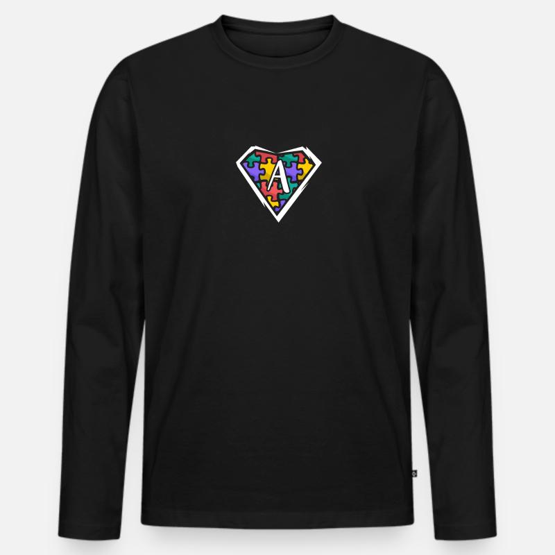 Autismus Puzzle Superkraft Held - Männer Premium Bio Langarmshirt - Schwarz