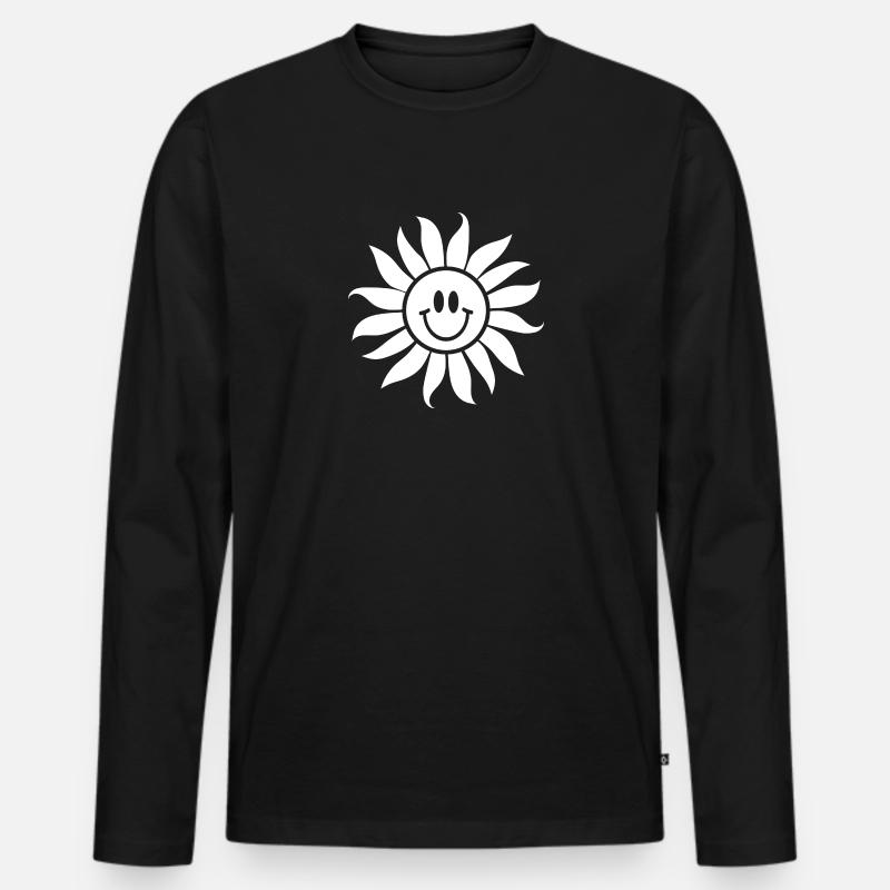 Sonnenblume / Fleur Soleil - Männer Premium Bio Langarmshirt - Schwarz