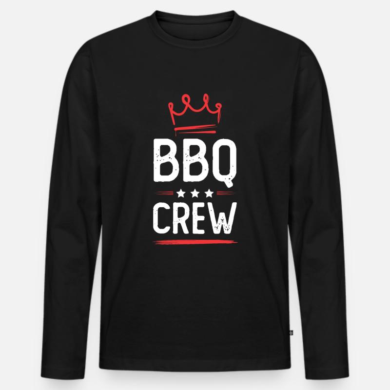Bbq Crew - Männer Premium Bio Langarmshirt - Schwarz