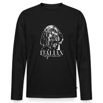 ITALIAN SPINONE Hundeportrait Hund Hunde Wilsigns - Männer Premium Bio Langarmshirt - Schwarz - Vorne - Nico (187cm)