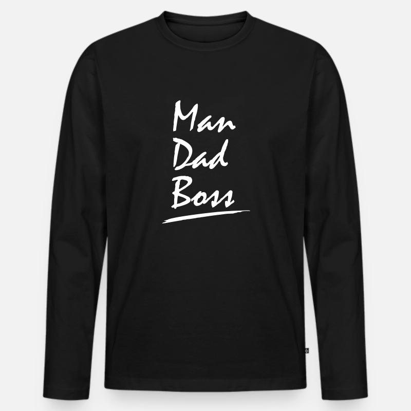 Mann Papa Boss- Sprüche - Männer Premium Bio Langarmshirt - Schwarz