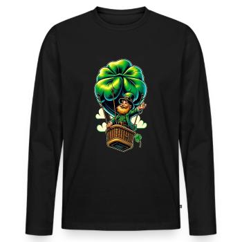 Ballooning Leprechaun (Irish Leprechaun) - Men's Premium Organic Long Sleeve Shirt - black - Front - Nico (187cm)