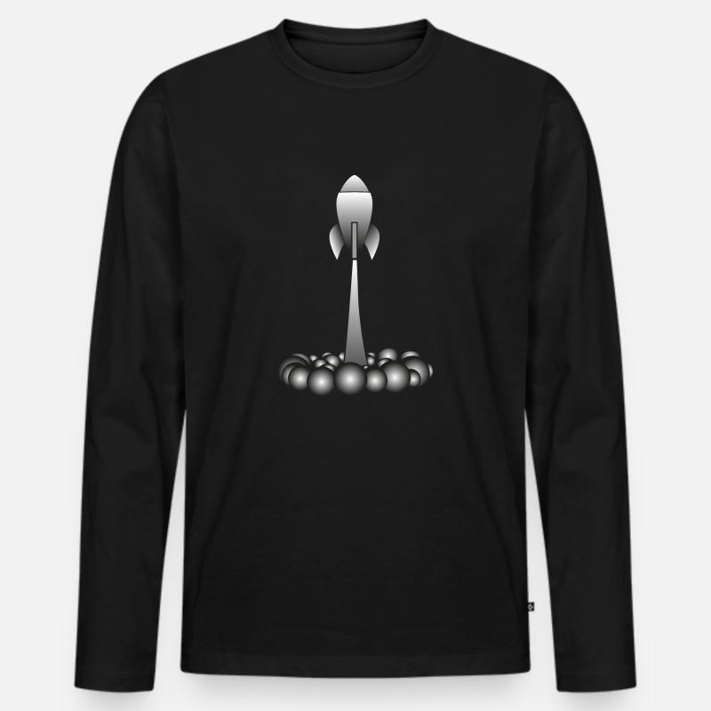 Rakete rocket - Männer Premium Bio Langarmshirt - Schwarz