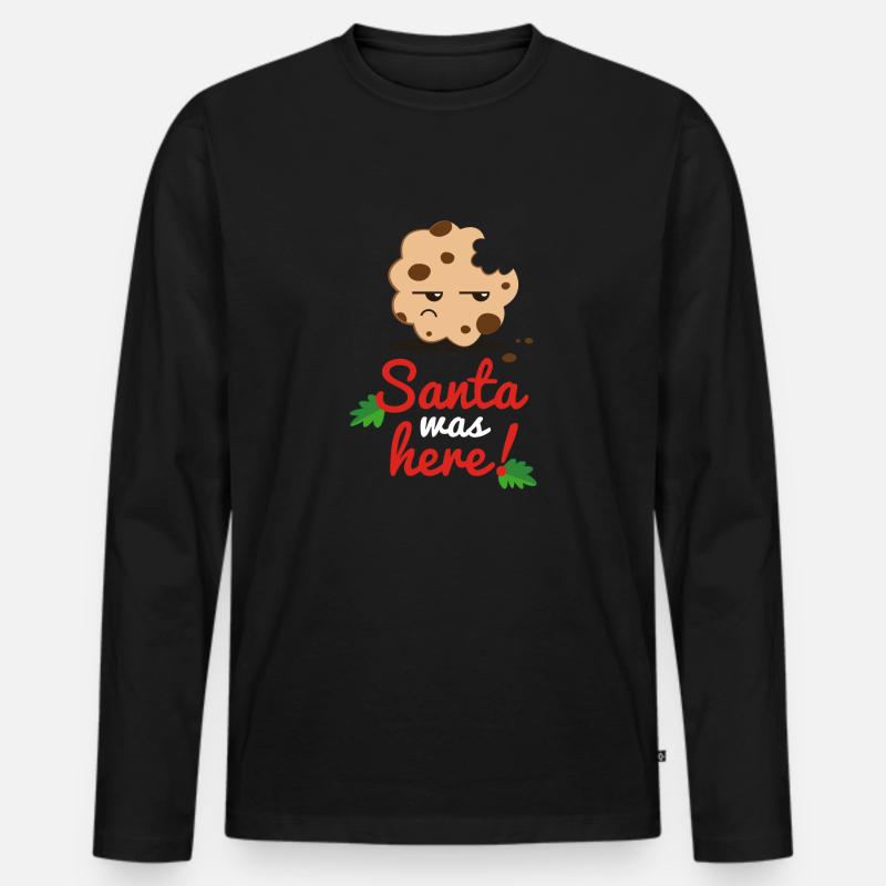 Santa was here - Männer Premium Bio Langarmshirt - Schwarz