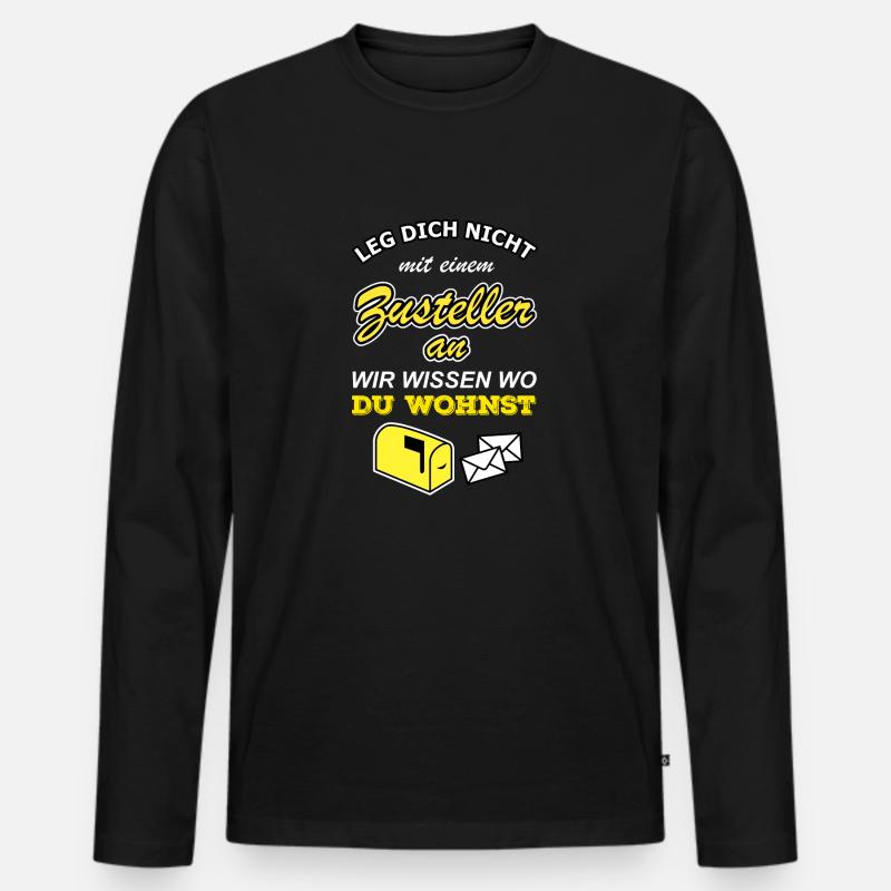 Zusteller - Männer Premium Bio Langarmshirt - Schwarz