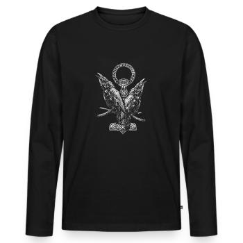 ThorHammer Raben und Runen Kreis - Männer Premium Bio Langarmshirt - Schwarz - Vorne - Nico (187cm)