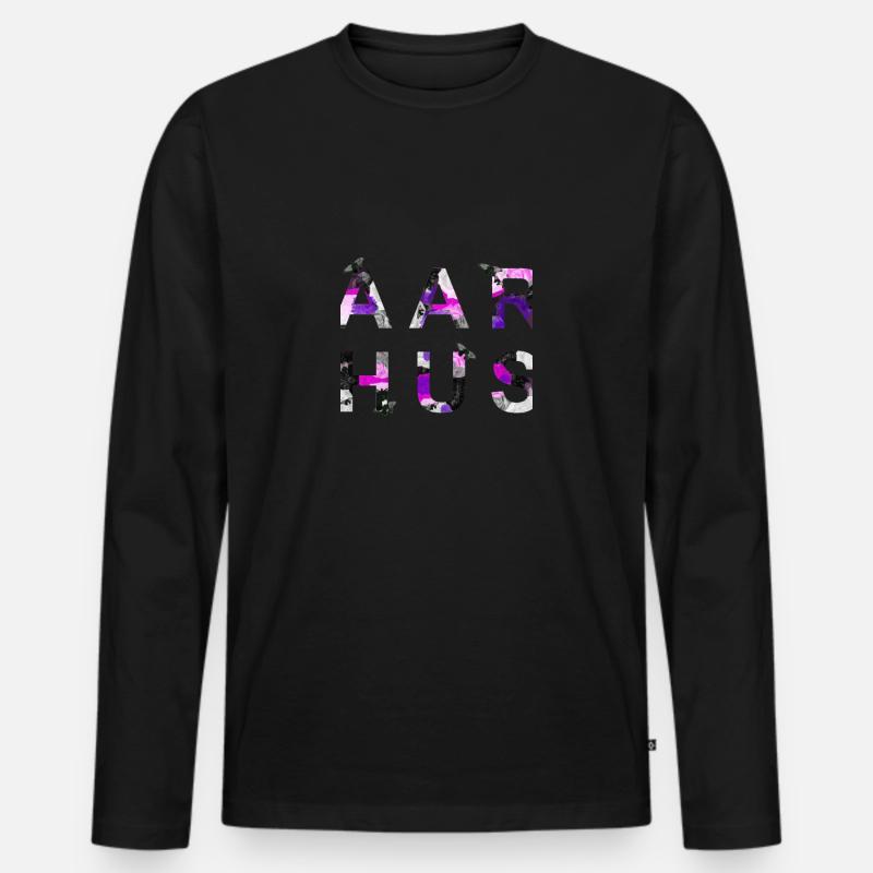 AARHUS - Männer Premium Bio Langarmshirt - Schwarz