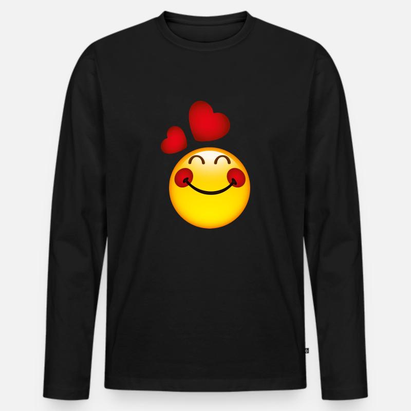 Smiley in Love - Männer Premium Bio Langarmshirt - Schwarz