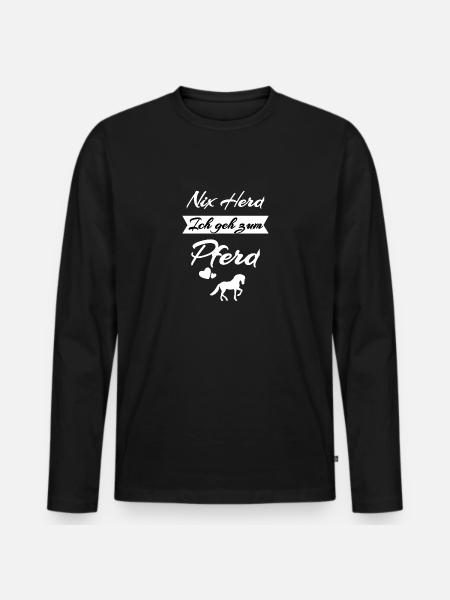 Nix Herd Ich geh zum Pferd - Männer Premium Bio Langarmshirt - Schwarz
