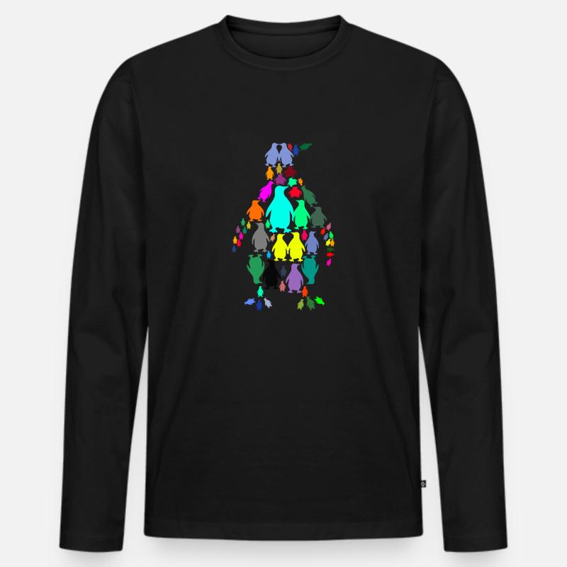 Pinguine im Pinguin - Männer Premium Bio Langarmshirt - Schwarz