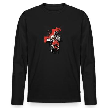 Ritter Mittelalter Rüstung Tempelritter Schwert - Männer Premium Bio Langarmshirt - Schwarz - Vorne - Nico (187cm)