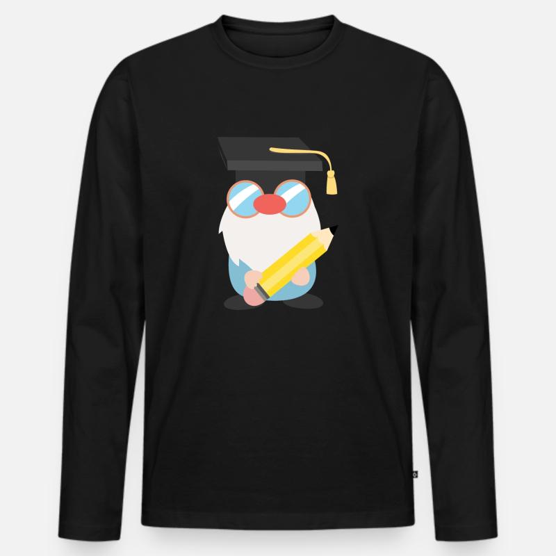 Schule Gnom - Männer Premium Bio Langarmshirt - Schwarz