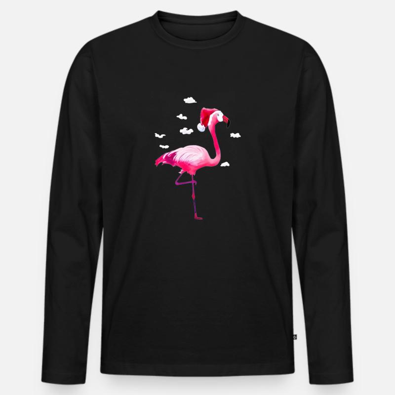 Weihnachtsflamingo - Männer Premium Bio Langarmshirt - Schwarz