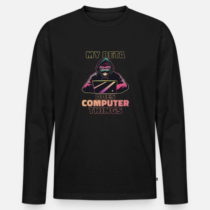 Mein Beta macht Computerdinge Programmierer - Männer Premium Bio Langarmshirt - Schwarz