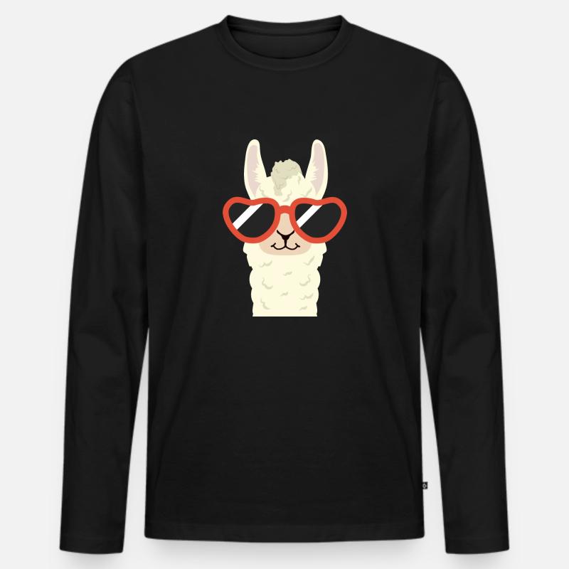 Coole Lama - Männer Premium Bio Langarmshirt - Schwarz