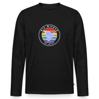Nie wieder ist jetzt! - Männer Premium Bio Langarmshirt - Schwarz - Vorne - Nico (187cm)