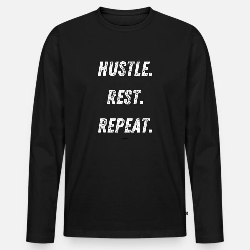 hustle rest repeat - Männer Premium Bio Langarmshirt - Schwarz