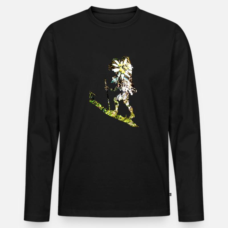 Bring mir ein Edelweiss - Männer Premium Bio Langarmshirt - Schwarz
