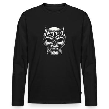 Crâne de métal lourd - T-shirt manches longues Premium bio Homme - noir - Devant - Nico (187cm)