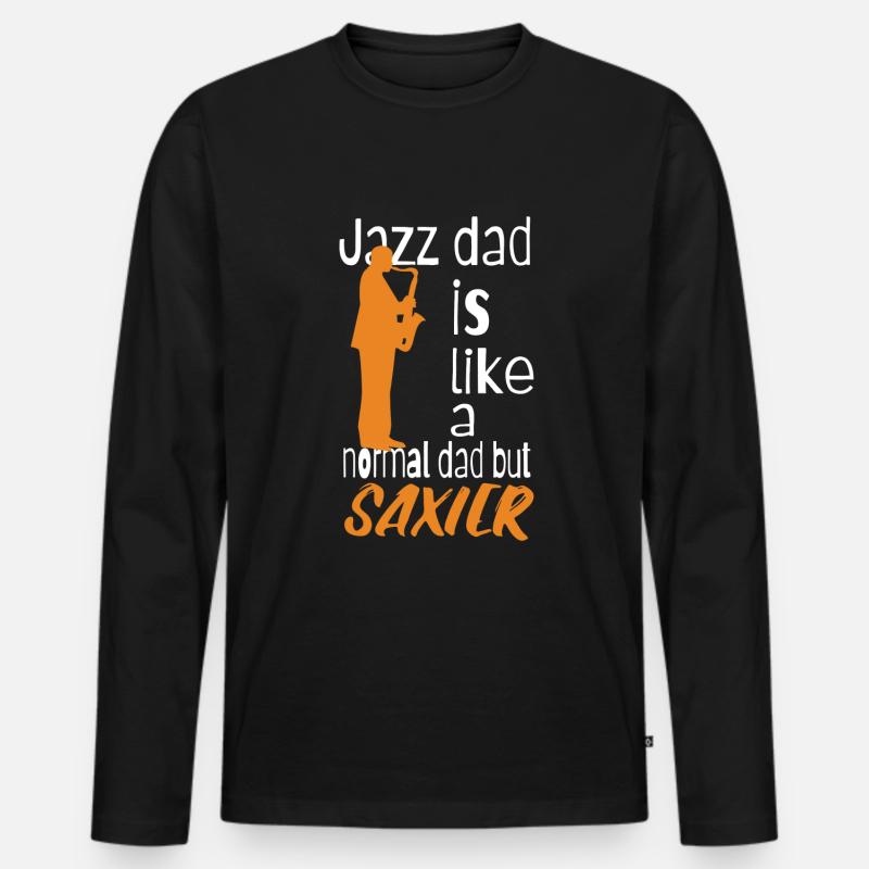 Jazz dad is like a normal dad but saxier - Männer Premium Bio Langarmshirt - Schwarz