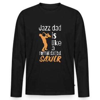 Jazz dad est comme un papa normal mais saxier - T-shirt manches longues Premium bio Homme - noir - Devant - Nico (187cm)