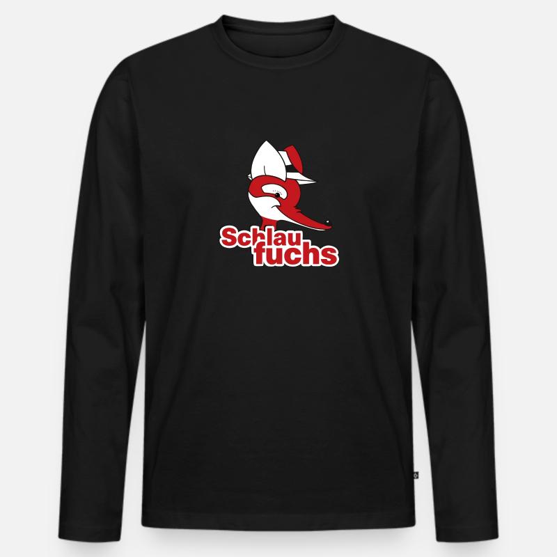 Herr Fuchs Schlaufuchs - Männer Premium Bio Langarmshirt - Schwarz